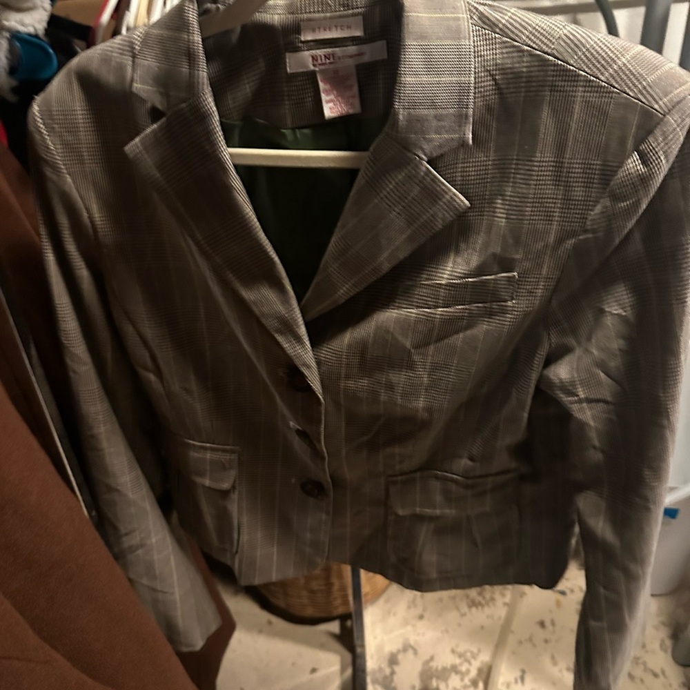Nine‎ West Classic Gray Checkered Blazer